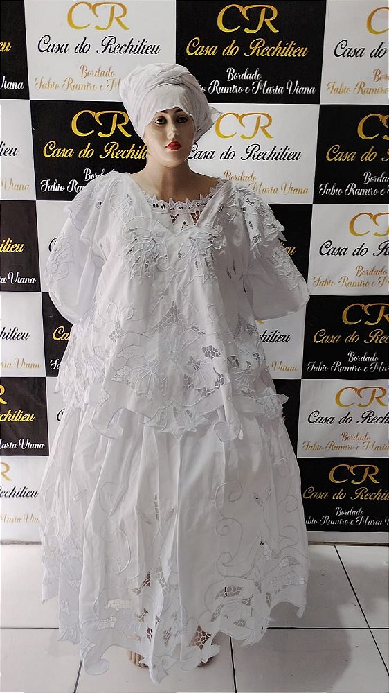 Baiana bordado branco 6peças