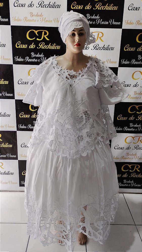 Baiana bordado branco 6peças