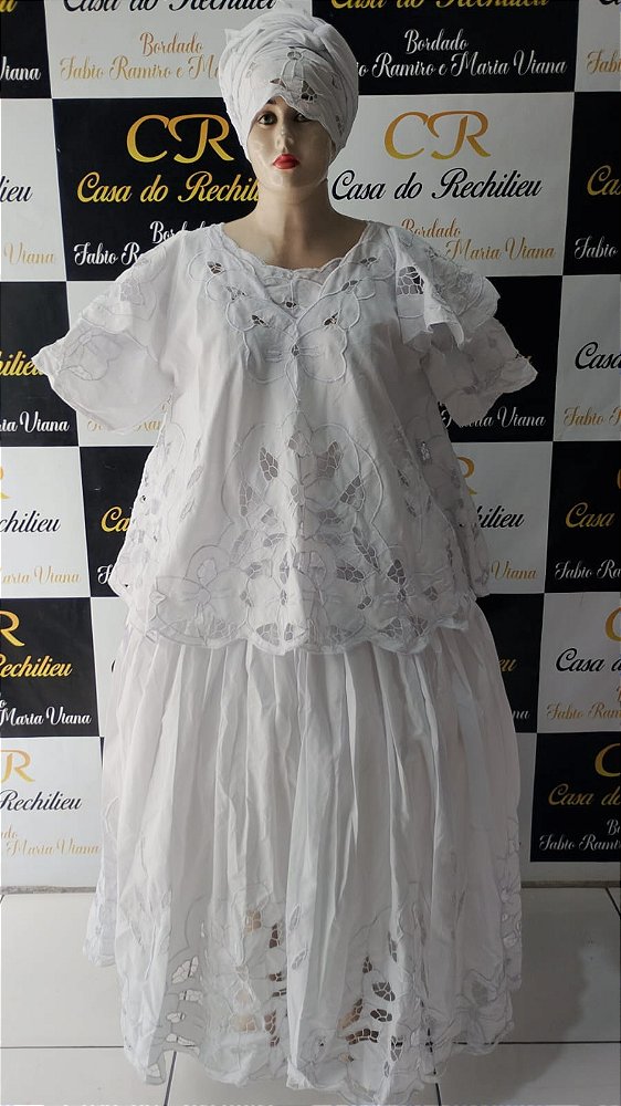 Baiana bordado branco 6peças