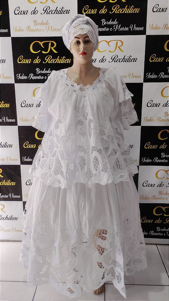Baiana bordado branco 6peças