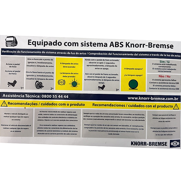 Kit Freio ABS 2S/2M Bitrem 2 Eixos Mecânico 1 Suspensor P - Tri Trem Dolly - K254696 - G1018620
