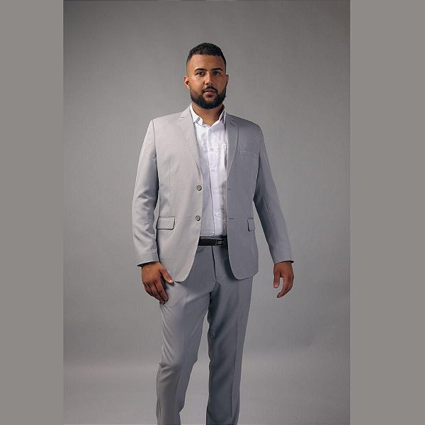 Terno/Costume Slim Fit Gabardine - Cinza