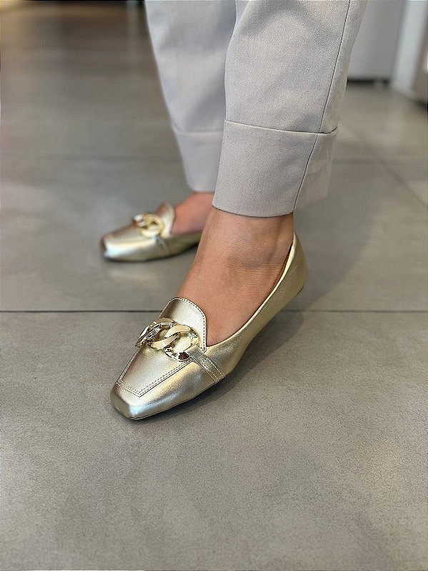 Mocassim quadrado fivela