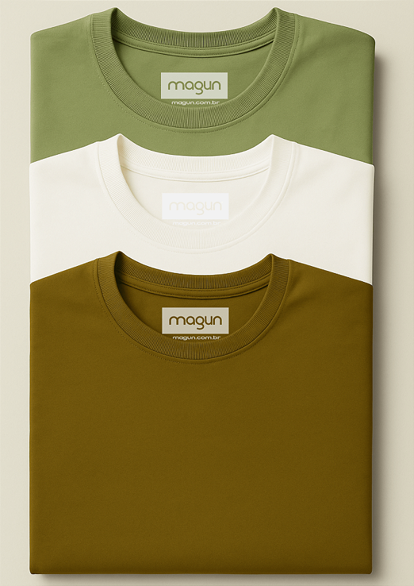 Kit Camisetas Branco Musgo Verde Claro