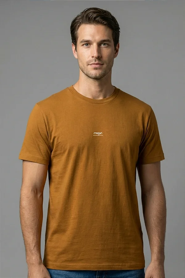 CAMISETA ALGODÃO LOGO MAGUN CARAMELO