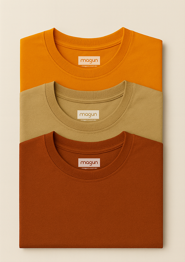 Kit de Camisetas Laranja Verde Musgo Terracota