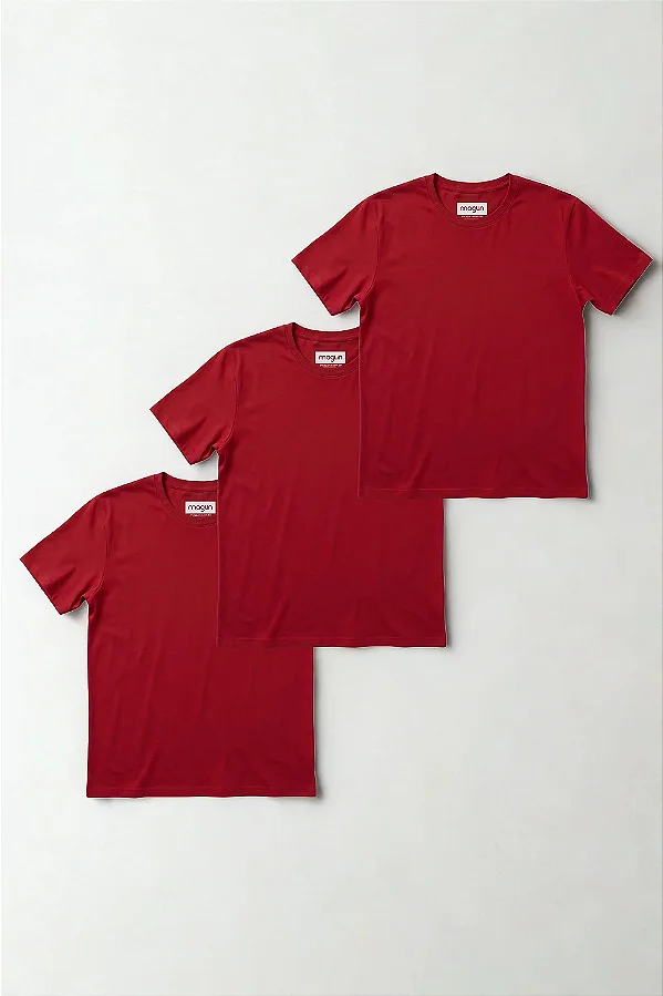 Kit 3 Camisetas Magun Toque Macio - Vermelhas