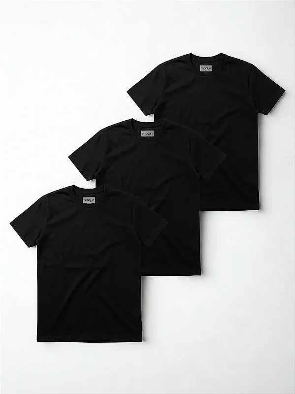Kit 3 Camisetas Toque Macio - Pretas