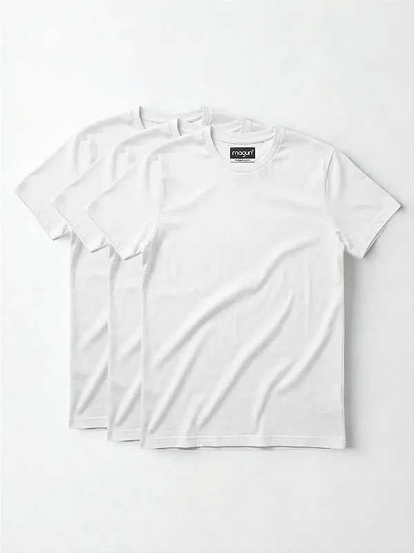 Kit 3 Camisetas Toque Macio - Brancas