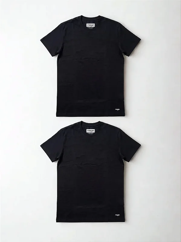 Kit 2 Camisetas Algodão Premium Sem Transparência Pretas