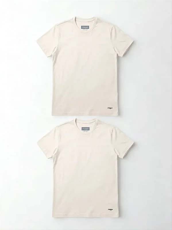 Kit 2 Camisetas Algodão Premium Sem Transparência Off White