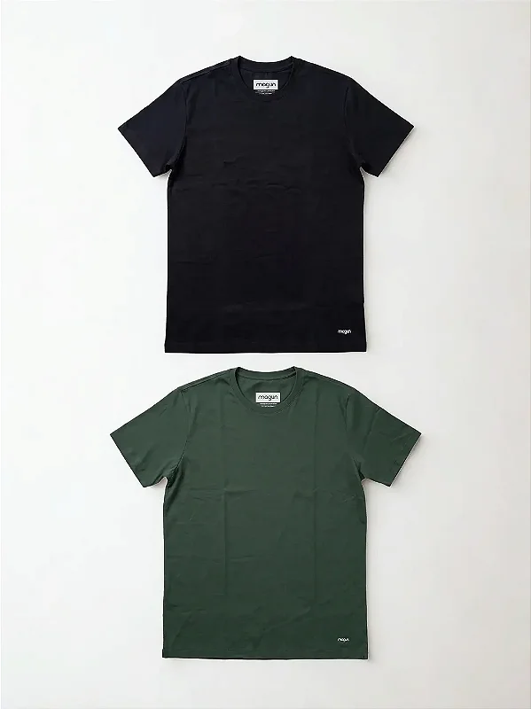 Kit 2 Camisetas Algodão Premium Sem Transparência Verde e Preta