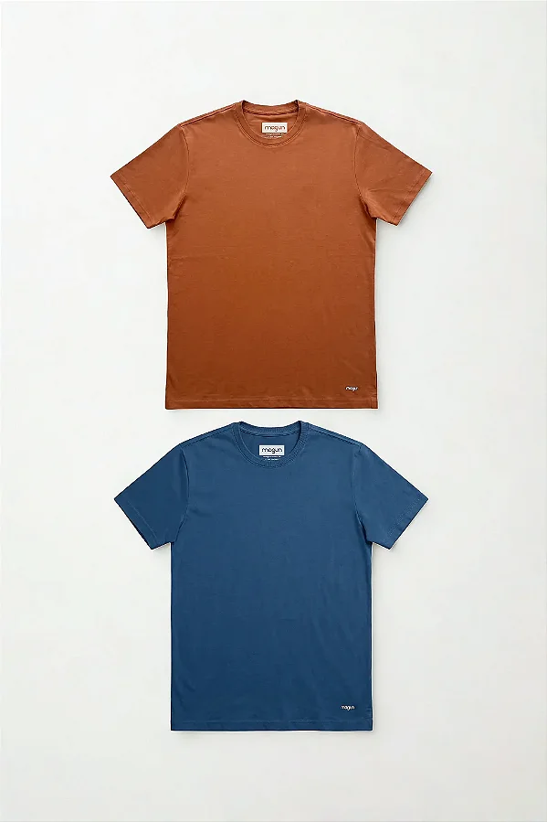 Kit 2 Camisetas Algodão Premium Sem Transparência Caramelo e Marinho