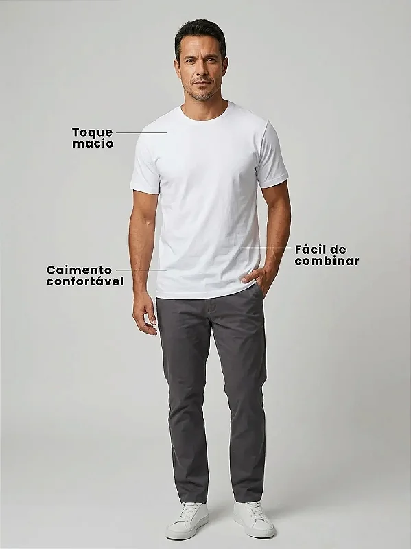 Camiseta Algodão Básica Toque Macio - Branca
