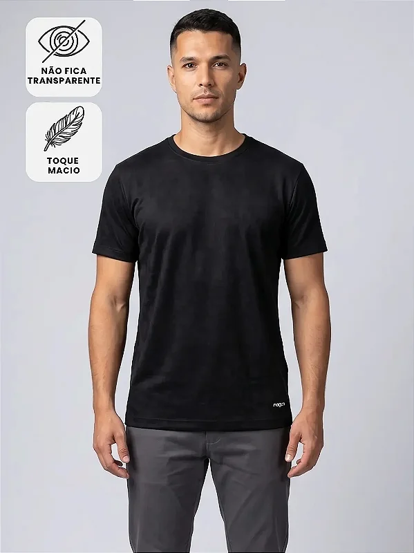 Camiseta Algodão Premium Sem Transparência - Preta