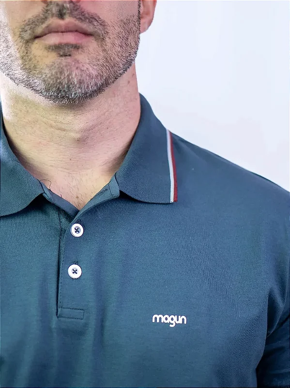Camisa Polo Algodão Magun Toque Macio Cinza