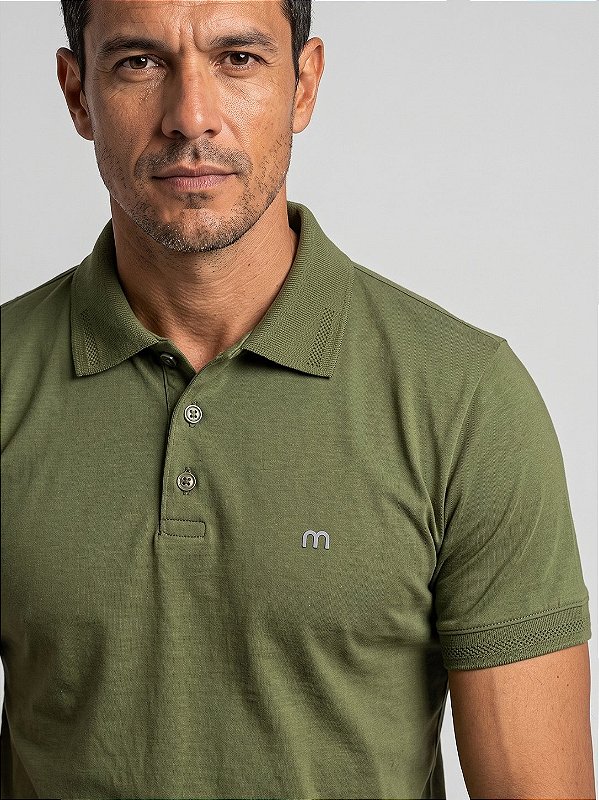 Camisa Polo Masculina Algodão Minimal Verde