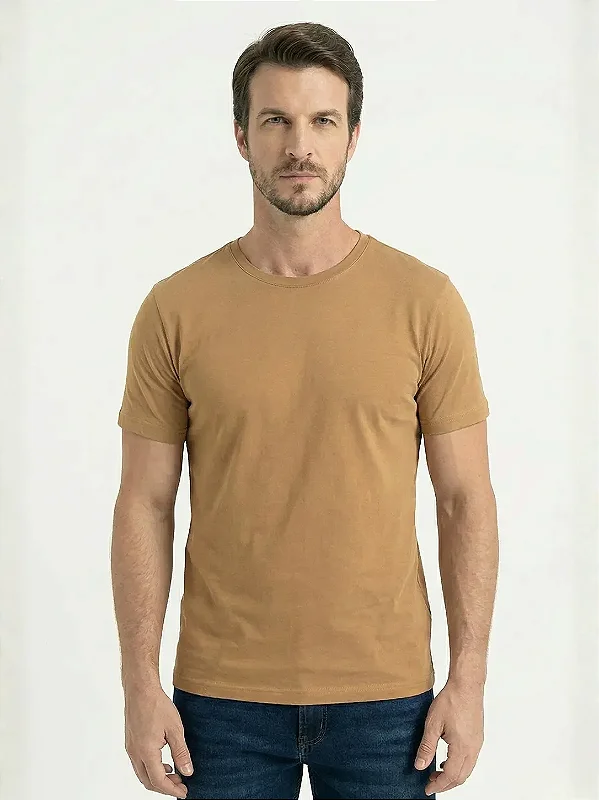 Camiseta Masculina Algodão Pima Ultra Macia Bege