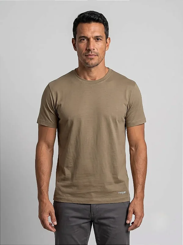 Camiseta Masculina Algodão Pima Ultra Macia Caqui