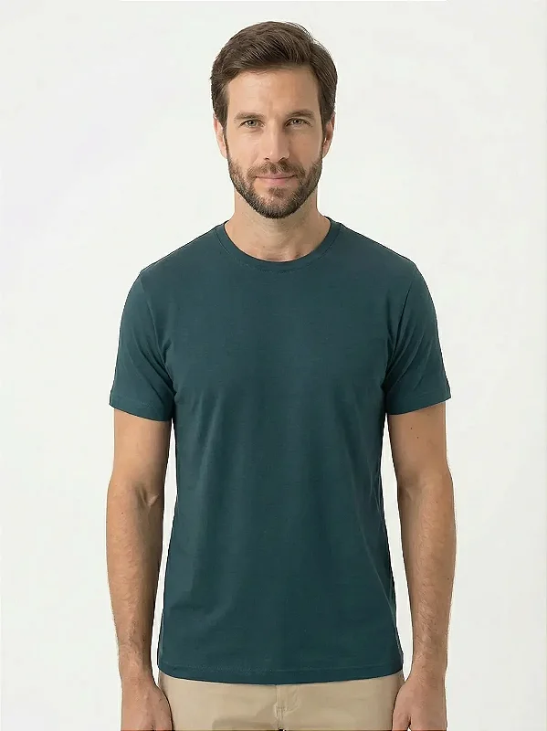 Camiseta Masculina Algodão Pima Ultra Macia Petróleo