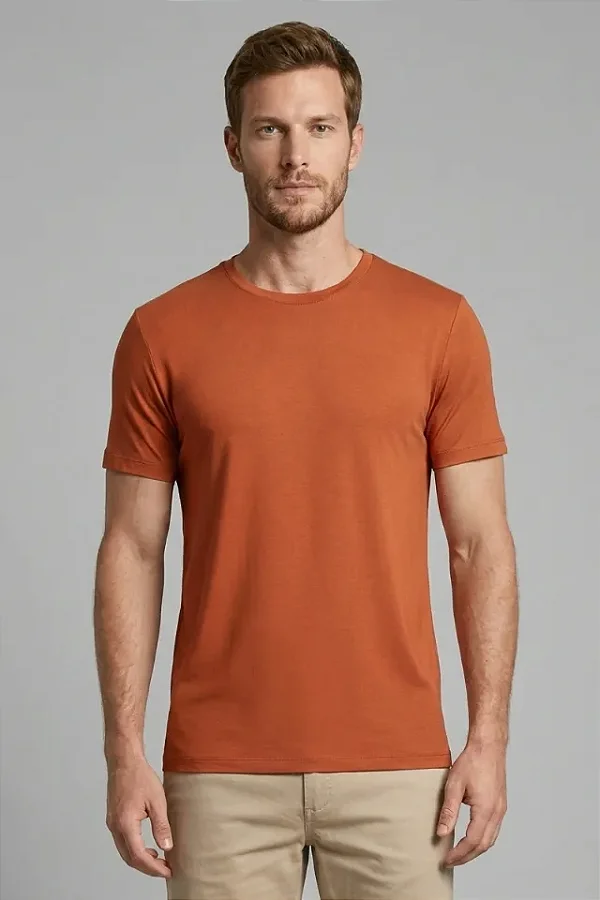 Camiseta Slim Ultra Leve Caimento Perfeito Terracota