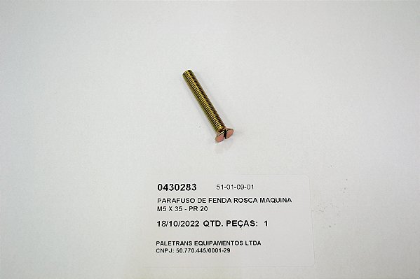 PARAFUSO DE FENDA ROSCA MAQUINA M5 X 35 - PR 20