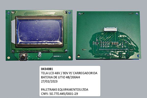TELA LCD 48V / 80V P/ CARREGADOR DA BATERIA DE LITIO 48/200A