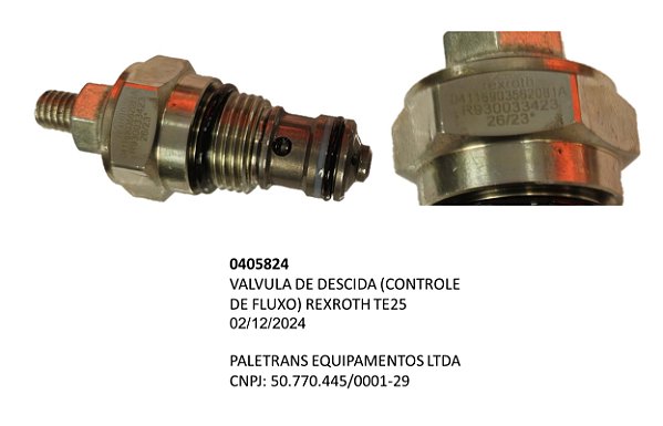 VALVULA DE DESCIDA (CONTROLE DE FLUXO) REXROTH TE25