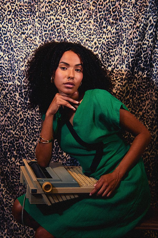 vestido verde 80s