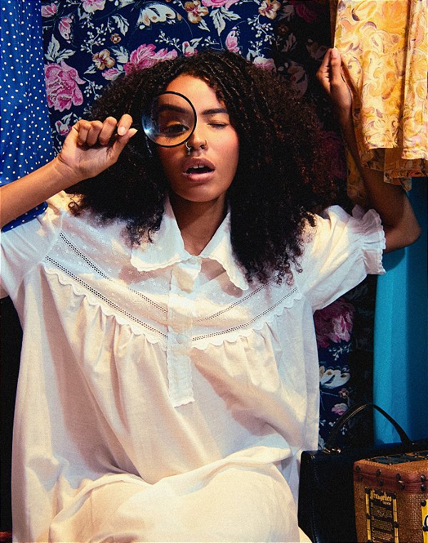 camisola gola branca vintage