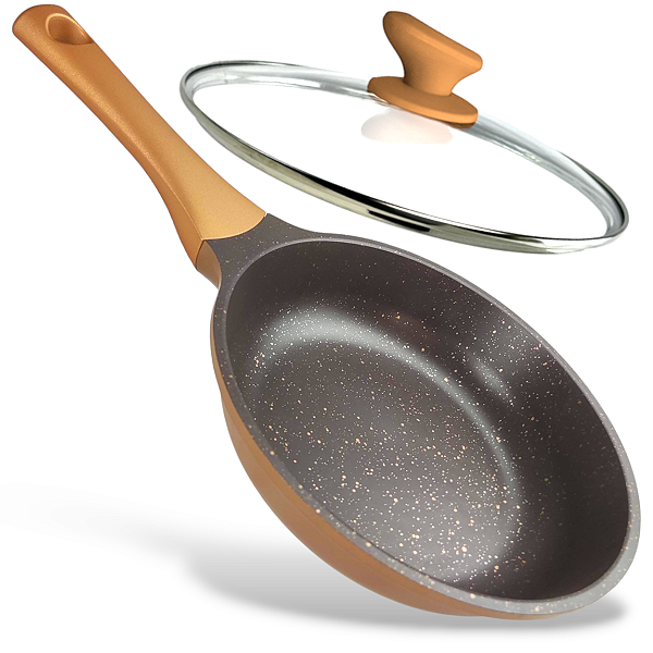 Frigideira 20CM de Ceramica e Indução  - Dourada com Preto
