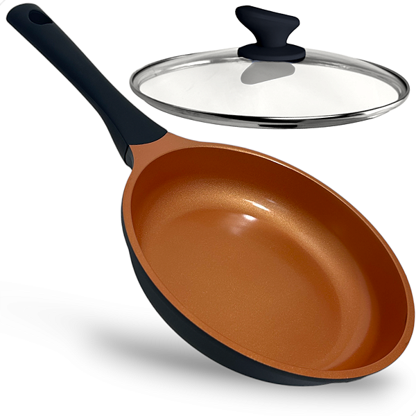Frigideira 24CM de Ceramica e Inducao - Preto com Terracota