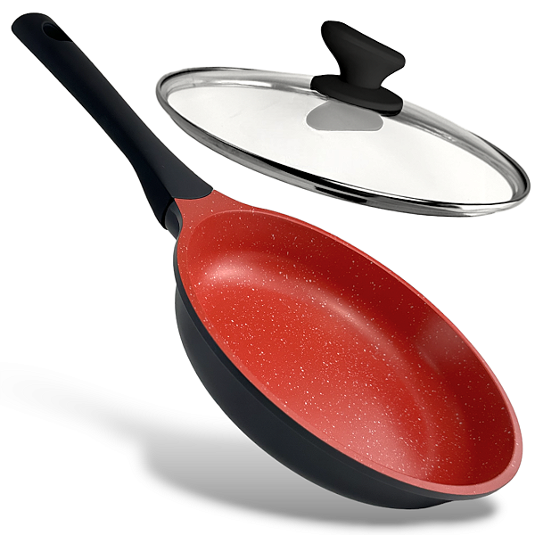 Frigideira 24CM de Ceramica e Inducao - Preto com Vermelho
