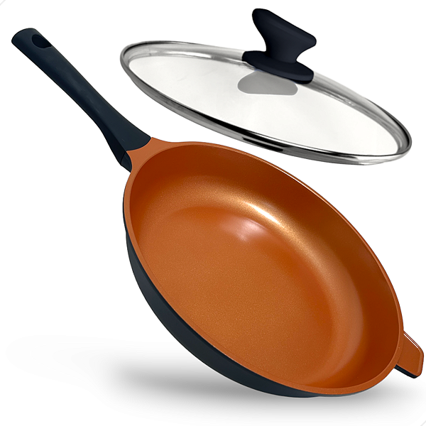 Frigideira 32CM de Ceramica e Indução - Preto com Terracota