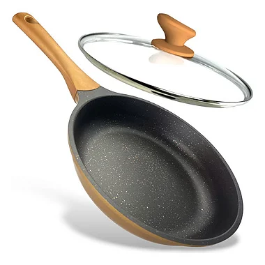 Frigideira 28CM de Ceramica e Indução - Dourado com Preto