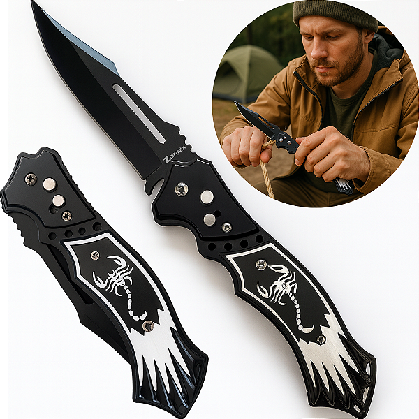 Canivete Tático Automático Escorpião Aço Esportivo E Camping