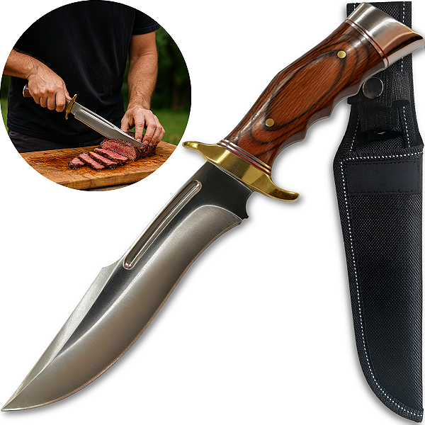 Faca Royale Profissional Artesanal Churrasco Super Afiada C/ Bainha