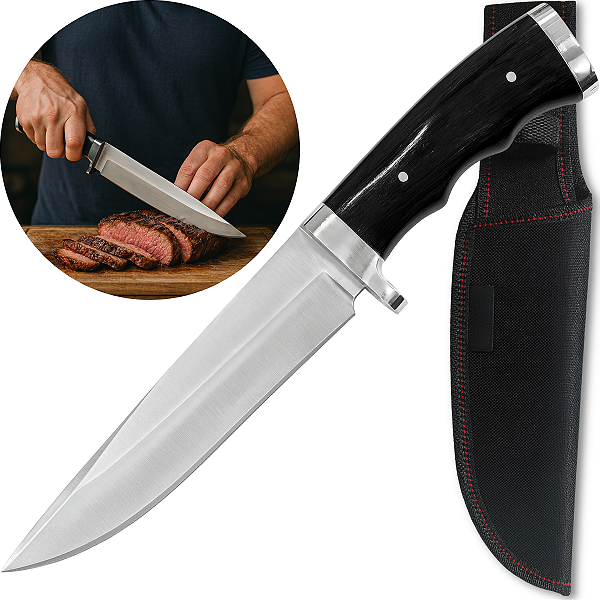Faca Black Profissional Artesanal Churrasco Super Afiada C/ Bainha