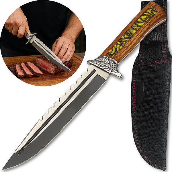 Faca Amazonas Profissional Artesanal Churrasco Super Afiada C/ Bainha