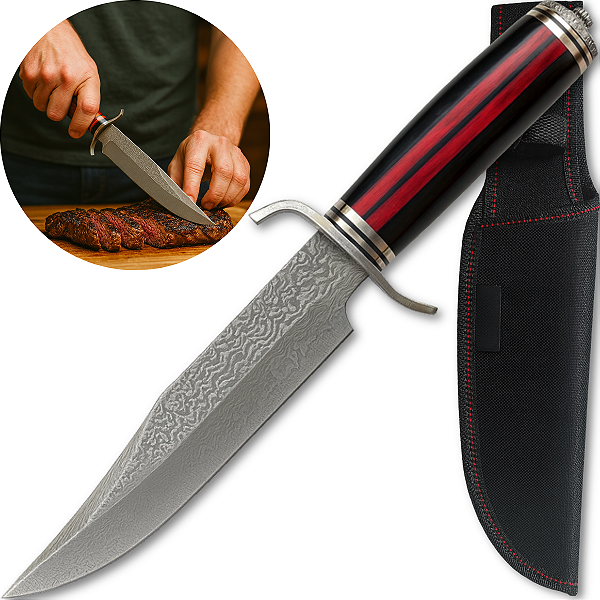 Faca Crimson Profissional Artesanal Churrasco Super Afiada C/ Bainha