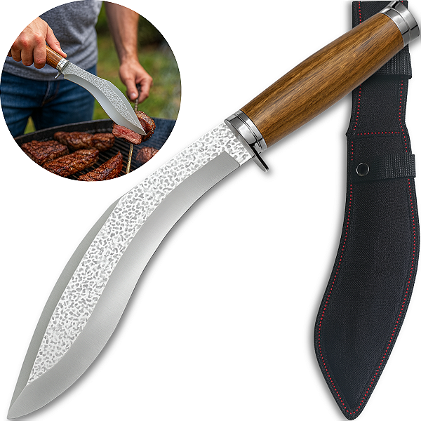 Faca kukri Profissional Artesanal Churrasco Super Afiada C/ Bainha