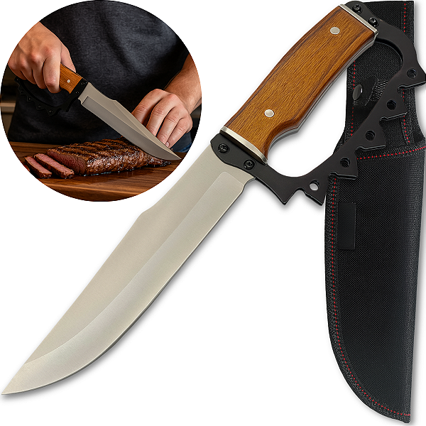 Faca defender Profissional Artesanal Churrasco Super Afiada C/ Bainha