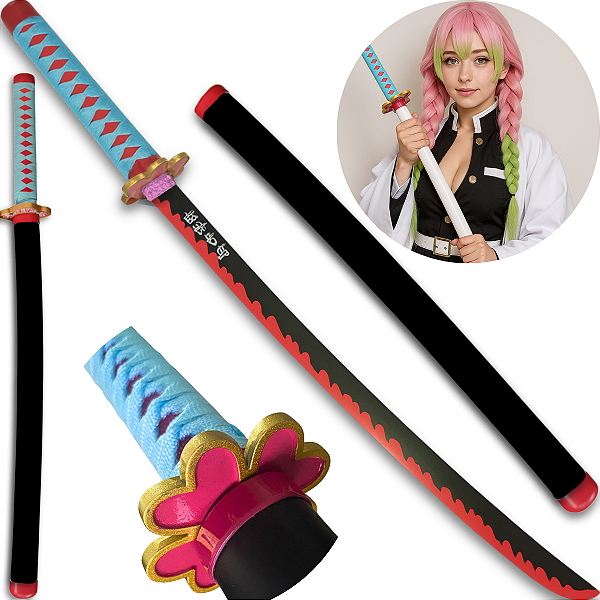 Katana Mitsuri Kanroji Demon Slayer Lâmina Aço Inox Cosplay + Bainha Trabalhada