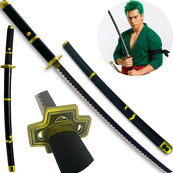 Katana Yubashiri Roronoa Zoro Lâmina Aço Inox One Piece Cosplay Espada Samurai + Bainha Trabalhada