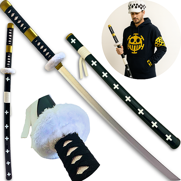 Katana Bambu Trafalgar Law One Piece Surgeon Of Death Water Cosplay Espada Samurai + Bainha Trabalhada