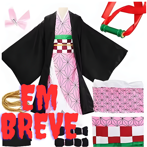 Cosplay Nezuko Kamado Demon Slayer ZORNIX | Tamanho M | Kimono Rosa Premium
