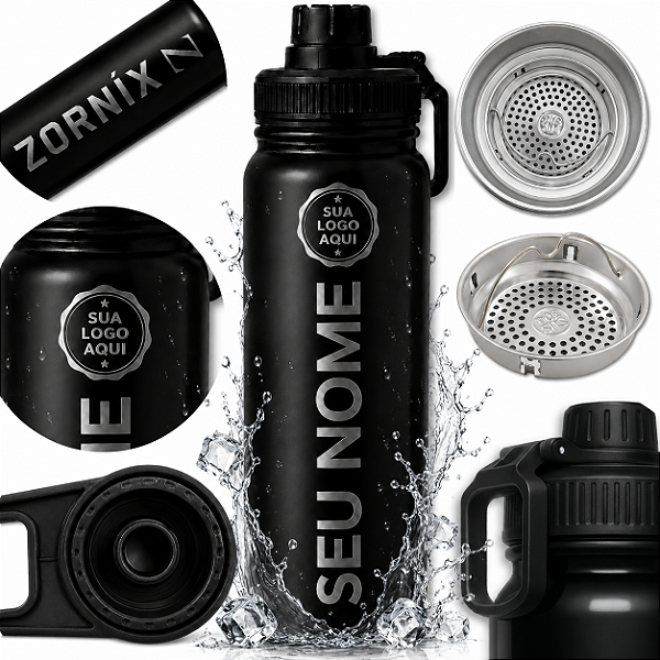 Garrafa Personalizada Térmica 800ml Inox Nome, Frase, Logo