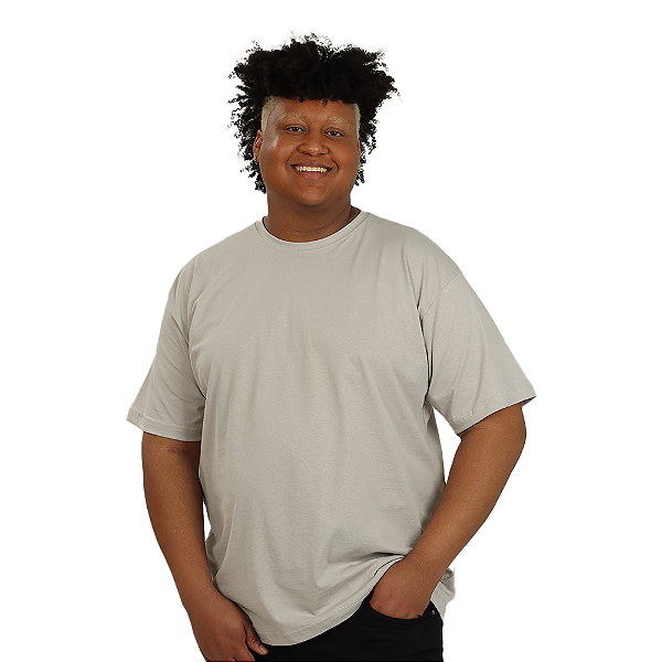 CAMISETA PLUS SIZE CINZA CLARO