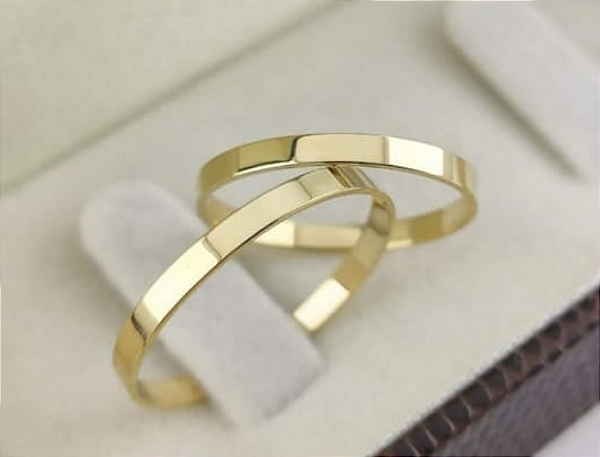 PAR DE ALIANÇAS ATENAS 2MM - OURO 10K