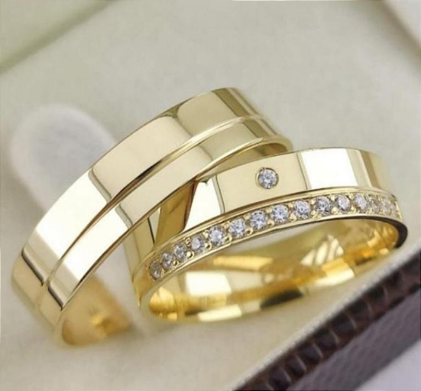 PAR DE ALIANÇAS AMAZONAS 5MM - OURO 10K